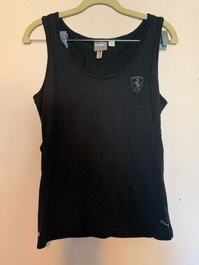 Puma Black Tank Top with Red and Green Stripe Detail